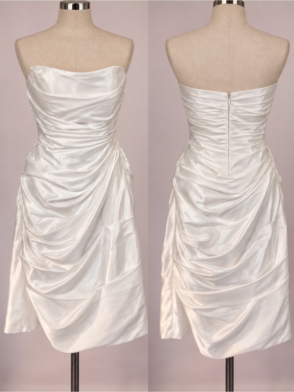 Galina Woman David’s Bridal 9N9781 strapless White Ruched Wedding Dress 16W